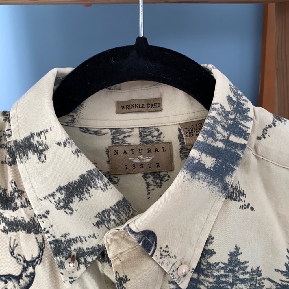 Vintage Nature Patterned Button Down Long-Sleeve - image 5